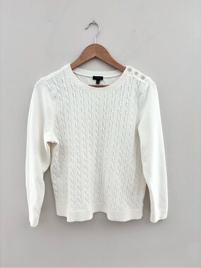Talbots Petite Cable Knit Sweater | Women's XLP | Ivory | Classic Preppy